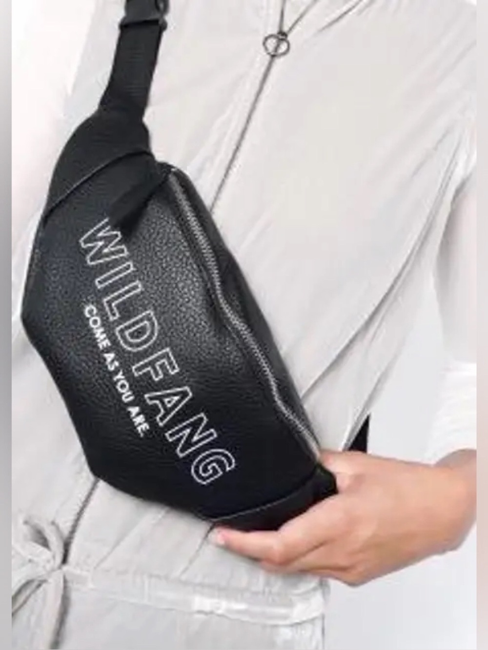 WILDFANG Black Leather Crossbody Belt Bag - Come As You Are